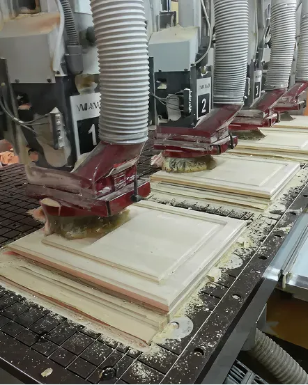 A routing machine cabinet open